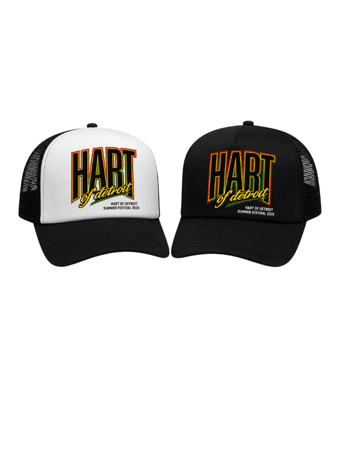 Hart of Detroit trucker hats · black and white